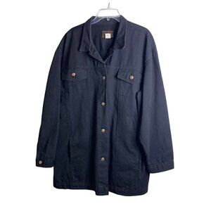 Action West Womens Jacket Size XL Oversized Black Denim Cotton Made In USA